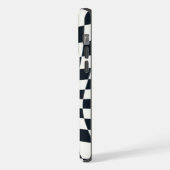 Retro Schwarz-weiß überprüft Warpkette überprüft iPhone Hülle (Linke Seite)