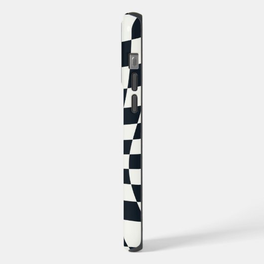 Retro Schwarz-weiß überprüft Warpkette überprüft iPhone Hülle (Linke Seite)