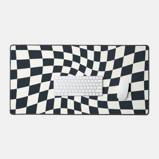 Retro Schwarz-weiß überprüft Warpkette überprüft Schreibtischunterlage (Tastatur & Maus)