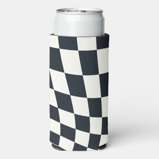 Retro Schwarz-weiß überprüft Warpkette überprüft Selters Dosenkühler (Seltzer Rückseite)