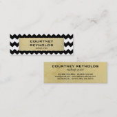 Retro Schwarz-weiß und Beige Zickzack Muster Skinn Mini Visitenkarte (Vorne/Hinten)