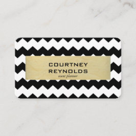 Retro-Schwarz-weiß und Beige-Zickzack Muster Visitenkarte