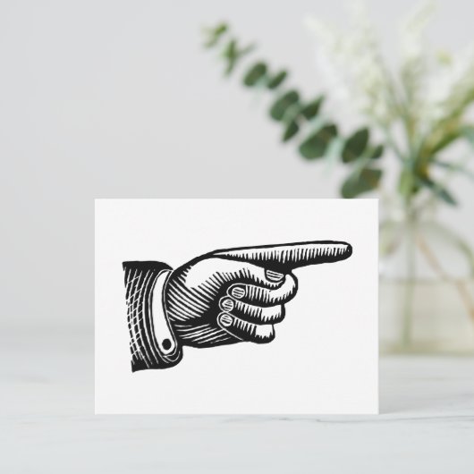 Retro Schwarz-Weiß-Zeigefinger Postkarte (Stehend Vorderseite)