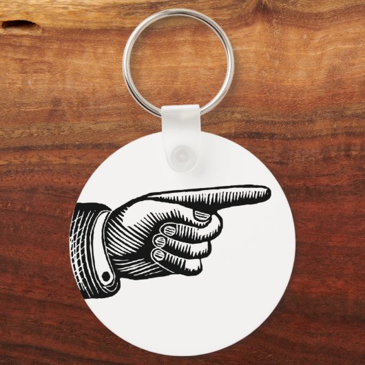 Retro Schwarz-Weiß-Zeigefinger Schlüsselanhänger (Vorderseite)