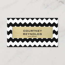 Retro Schwarz-Weiß Zickzack Muster Gelb Visitenkarte