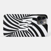 Retro Schwarz-weiße Abstrakte Zebra-Musterinitiale Case-Mate iPhone Hülle (Rückseite (Horizontal))