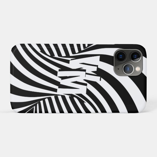 Retro Schwarz-weiße Abstrakte Zebra-Musterinitiale Case-Mate iPhone Hülle (Rückseite (Horizontal))