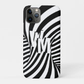 Retro Schwarz-weiße Abstrakte Zebra-Musterinitiale Case-Mate iPhone Hülle (Rückseite)