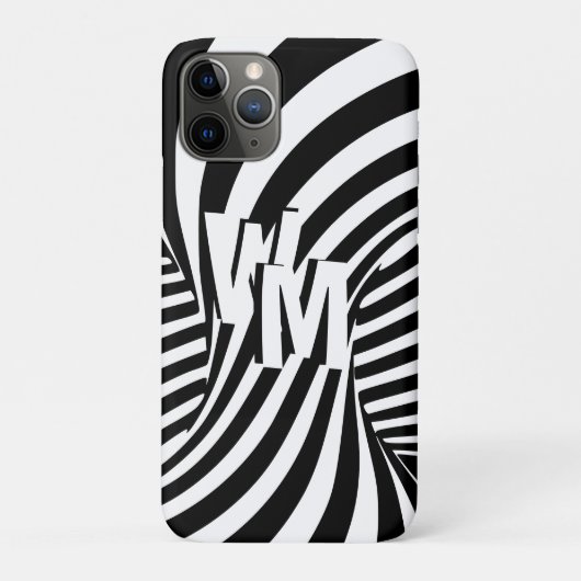 Retro Schwarz-weiße Abstrakte Zebra-Musterinitiale Case-Mate iPhone Hülle (Rückseite)