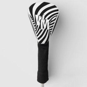 Retro Schwarz-weiße Abstrakte Zebra-Musterinitiale Golf Headcover