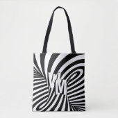 Retro Schwarz-weiße Abstrakte Zebra-Musterinitiale Tasche (Vorderseite)