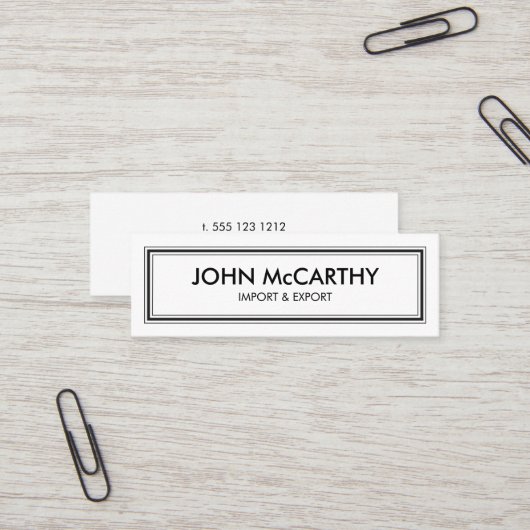 Retro Schwarz-weiße Berufliche Streifen Minimalist Mini Visitenkarte (Vorderseite/Rückseite Beispiel)