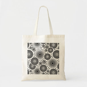 Retro-Schwarz-weiße Blume-Bag Tragetasche