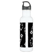 Retro Schwarz-weiße Blume Edelstahlflasche (Rückseite)