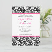 Retro Schwarz-weiße Blume Einladung (Stehend Vorderseite)