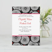 Retro Schwarz-weiße Blume Einladung (Stehend Vorderseite)