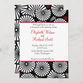 Retro Schwarz-weiße Blume Einladung (Vorne/Hinten)