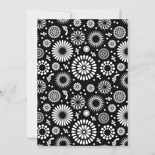 Retro Schwarz-weiße Blume Einladung (Rückseite)