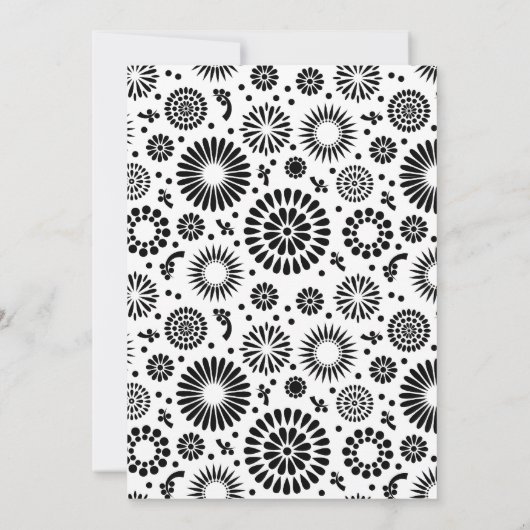 Retro Schwarz-weiße Blume Einladung (Rückseite)