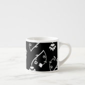 Retro Schwarz-weiße Blume Espresso Tasse (Rechts)