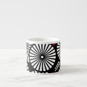 Retro Schwarz-weiße Blume Espresso Tasse (Vorderseite)