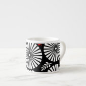 Retro Schwarz-weiße Blume Espresso Tasse (Vorderseite Rechts)