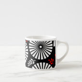 Retro Schwarz-weiße Blume Espresso Tasse (Rechts)