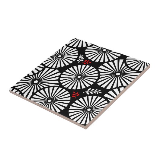 Retro-Schwarz-weiße Blume Fliese (Seite)