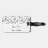 Retro Schwarz-weiße Blume Gepäckanhänger (Rückseite horizontal)