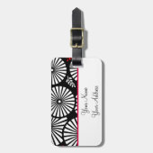 Retro Schwarz-weiße Blume Gepäckanhänger (Vorderseite vertikal)