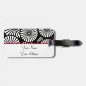 Retro Schwarz-weiße Blume Gepäckanhänger (Rückseite horizontal)