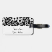 Retro Schwarz-weiße Blume Gepäckanhänger (Rückseite horizontal)