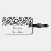 Retro Schwarz-weiße Blume Gepäckanhänger (Rückseite horizontal)