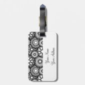 Retro Schwarz-weiße Blume Gepäckanhänger (Rückseite vertikal)