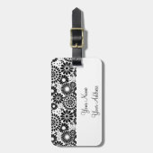 Retro Schwarz-weiße Blume Gepäckanhänger (Vorderseite vertikal)