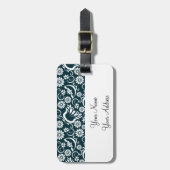 Retro Schwarz-weiße Blume Gepäckanhänger (Vorderseite vertikal)