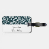 Retro Schwarz-weiße Blume Gepäckanhänger (Rückseite horizontal)