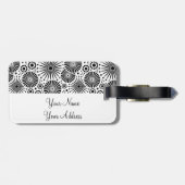 Retro Schwarz-weiße Blume Gepäckanhänger (Rückseite horizontal)
