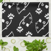 Retro Schwarz-weiße Blume Handtuch (Gefaltet)