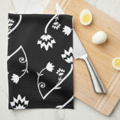 Retro Schwarz-weiße Blume Handtuch (Viertel Falte)