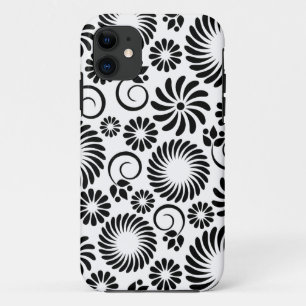 Retro Schwarz-weiße Blume iPhone 5 Fall iPhone 11 Hülle