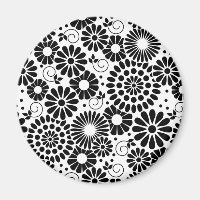 Retro Schwarz-weiße Blume iPhone-Magnet