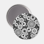 Retro Schwarz-weiße Blume iPhone-Magnet Magnet (Vorderseite/Rückseite)