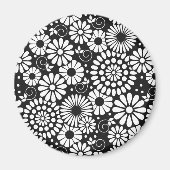 Retro Schwarz-weiße Blume iPhone-Magnet Magnet (Vorne)