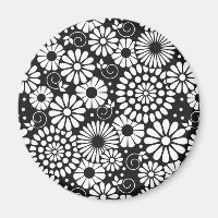 Retro Schwarz-weiße Blume iPhone-Magnet