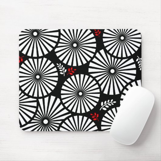 Retro Schwarz-weiße Blume mousepad (Mit Mouse)