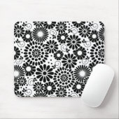 Retro Schwarz-weiße Blume mousepad (Mit Mouse)