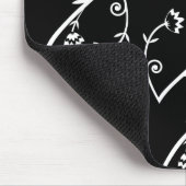 Retro Schwarz-weiße Blume mousepad (Ecke)
