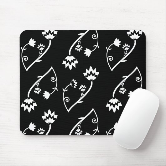 Retro Schwarz-weiße Blume mousepad (Mit Mouse)