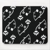 Retro Schwarz-weiße Blume mousepad (Vorne)